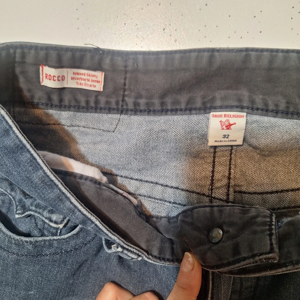 True Religion Ricky Flap Pocket Straight Leg Jeans Dark Wash Blue